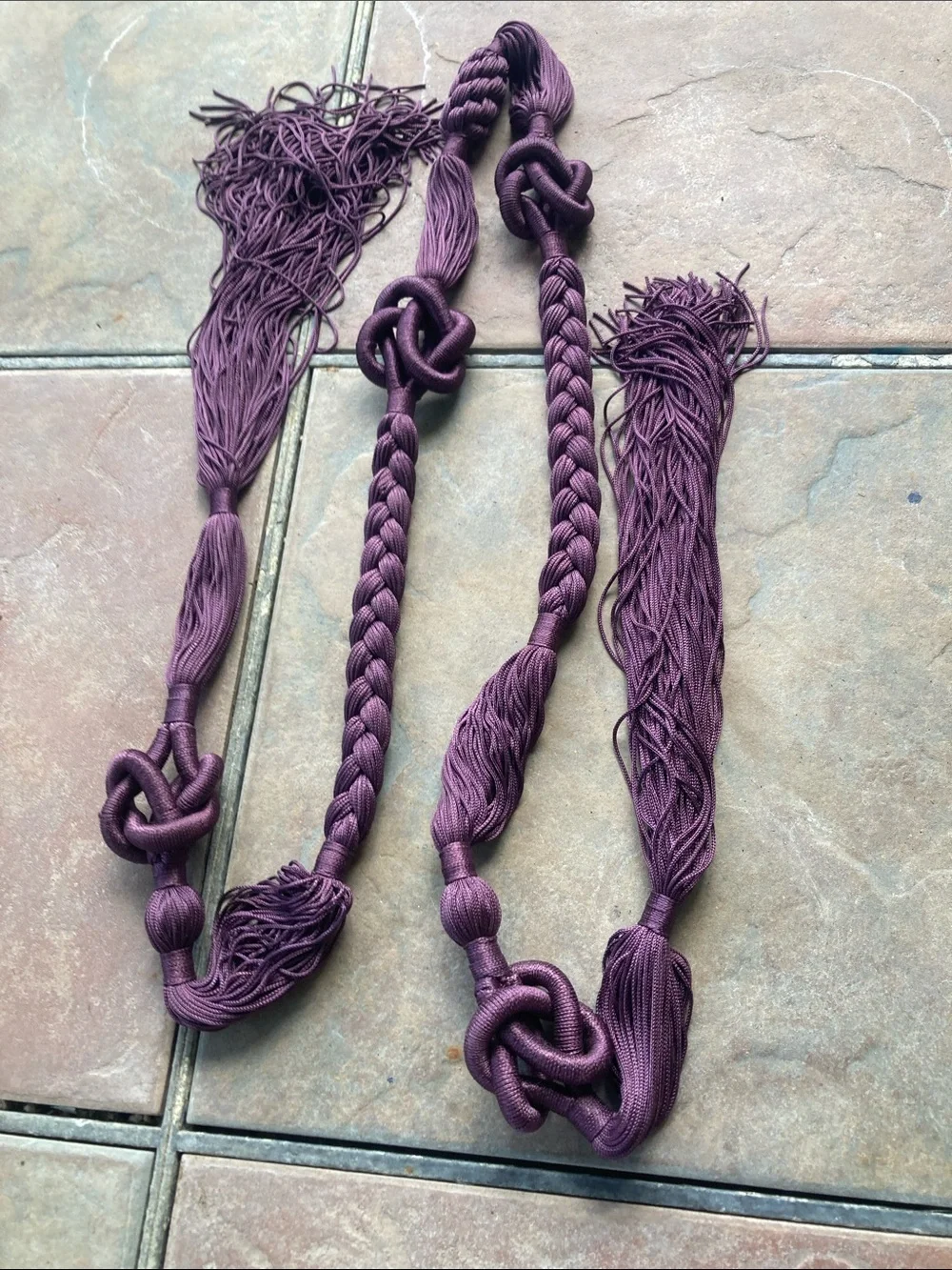 Plum Purple Braided Tassel Belt/Necklace
